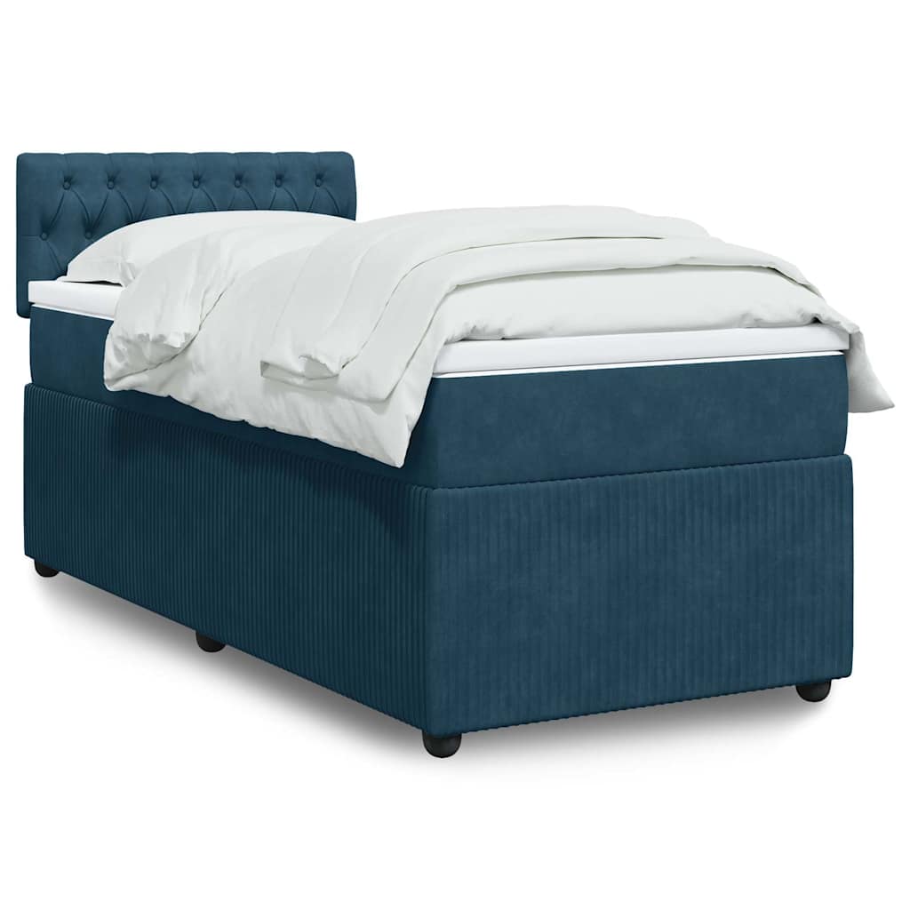 Box spring krevet s madracem plavi 90x190 cm baršunasti