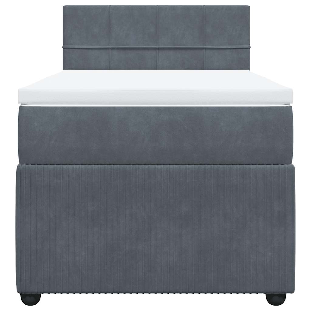 Box spring krevet s madracem tamnosivi 90x190 cm baršunasti
