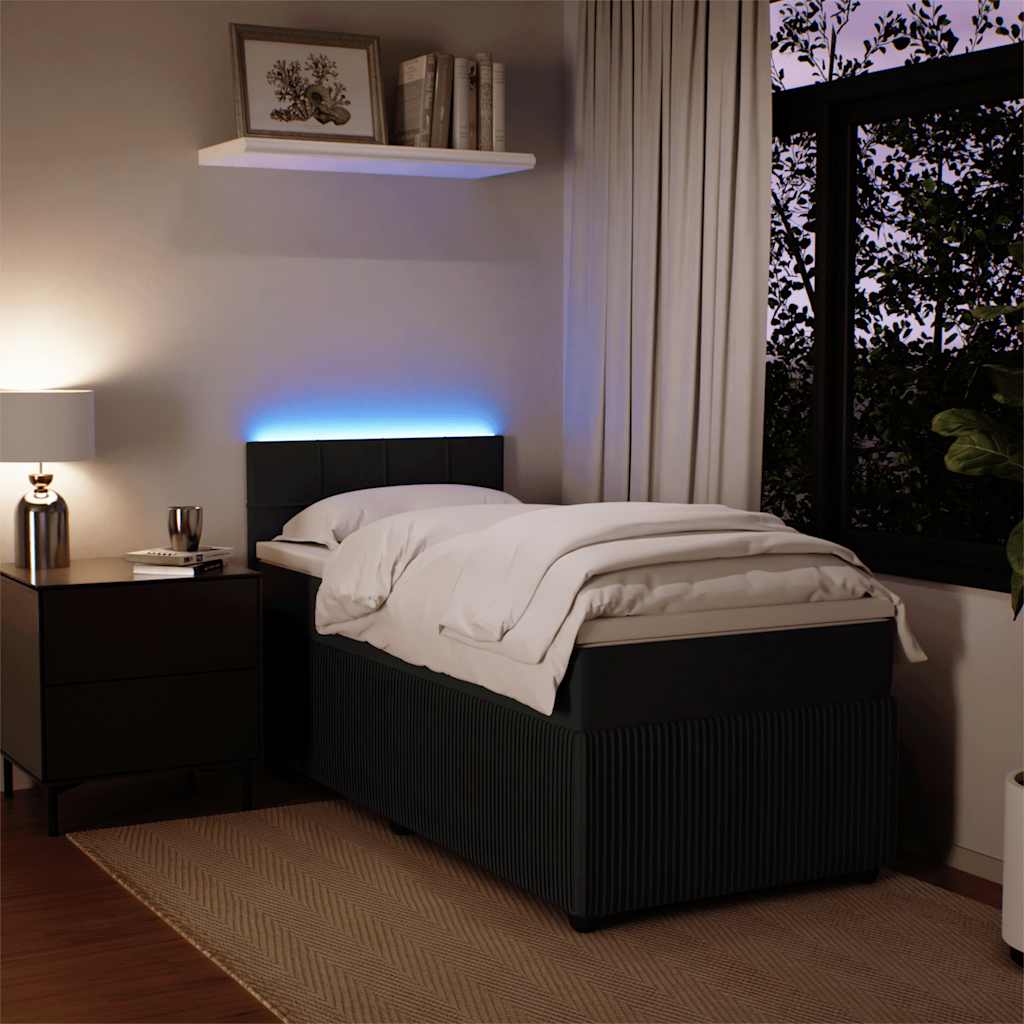 Box spring krevet s madracem crni 90x190 cm baršunasti