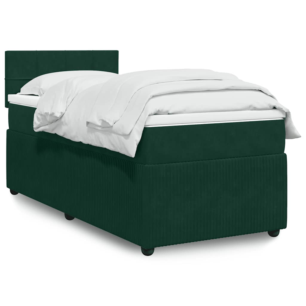 Box spring krevet s madracem tamnozeleni 90x190 cm baršunasti