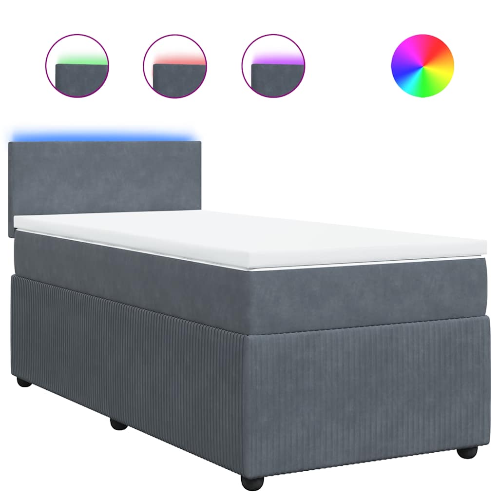 Box spring krevet s madracem tamnosivi 90x200 cm baršunasti