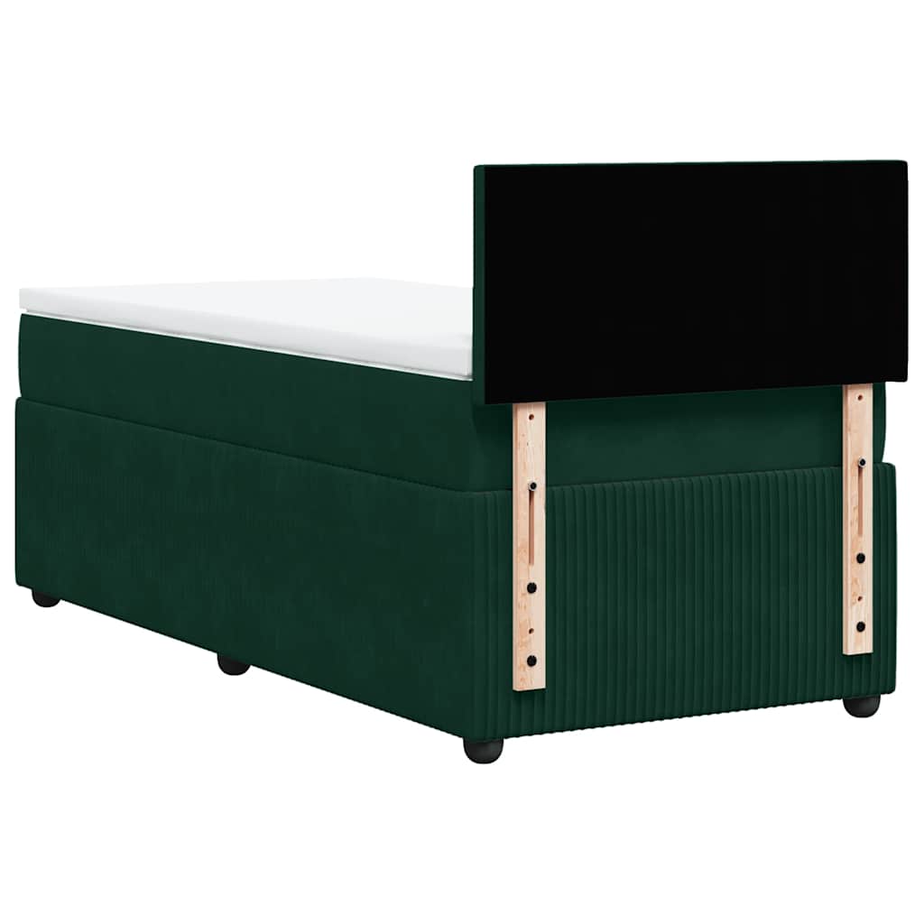 Box spring krevet s madracem tamnozeleni 90x200 cm baršunasti