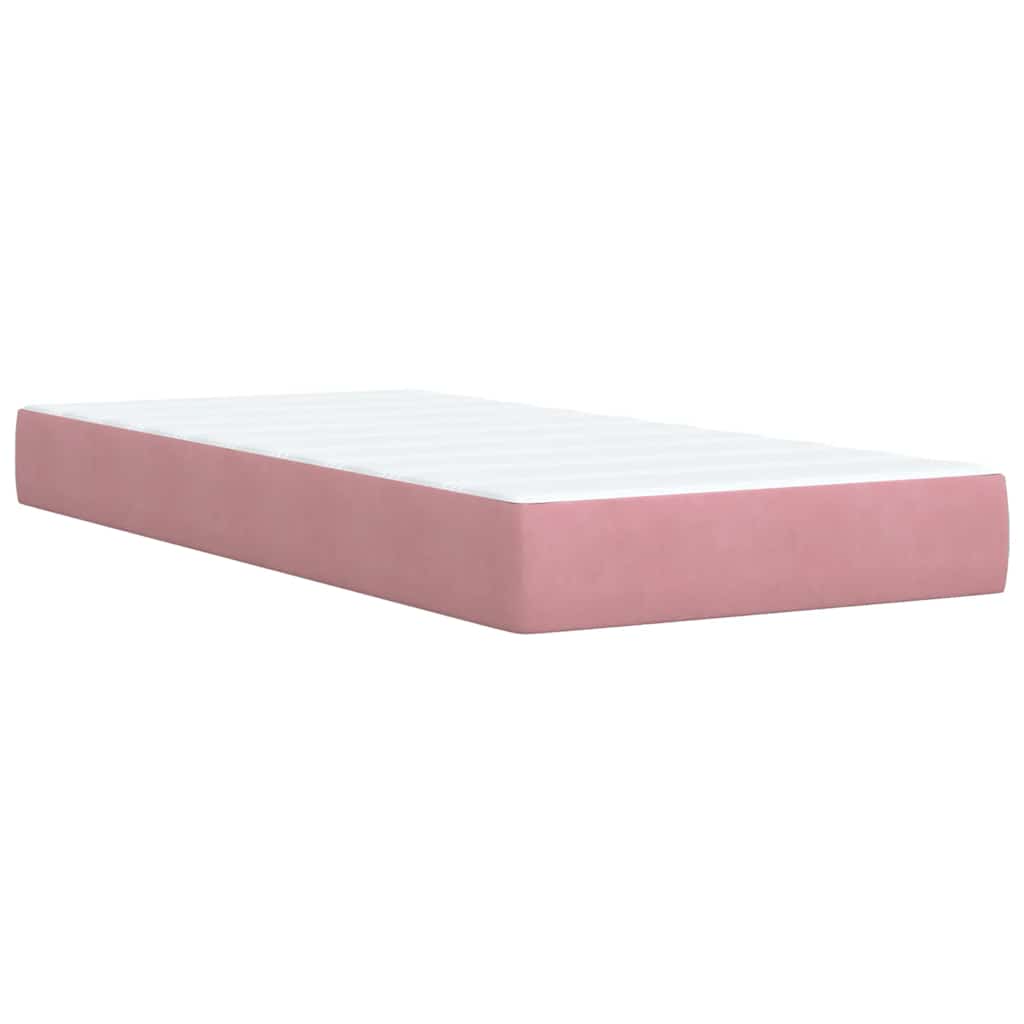 Box spring krevet s madracem ružičasti 90x200 cm baršunasti