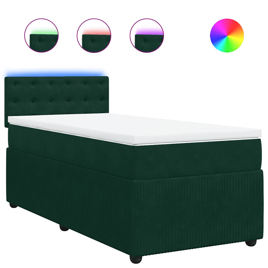 Box spring krevet s madracem tamnozeleni 90x200 cm baršunasti