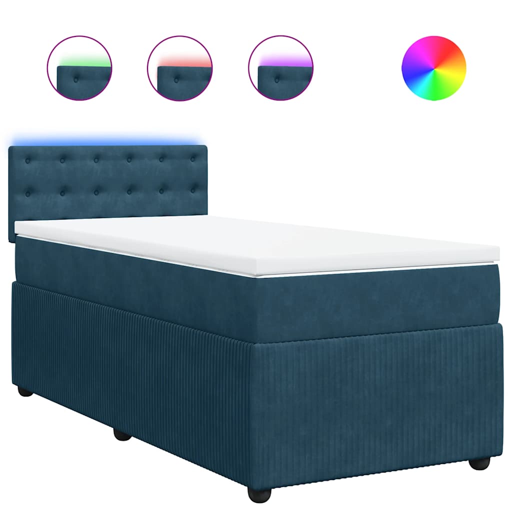 Box spring krevet s madracem plavi 90x200 cm baršunasti