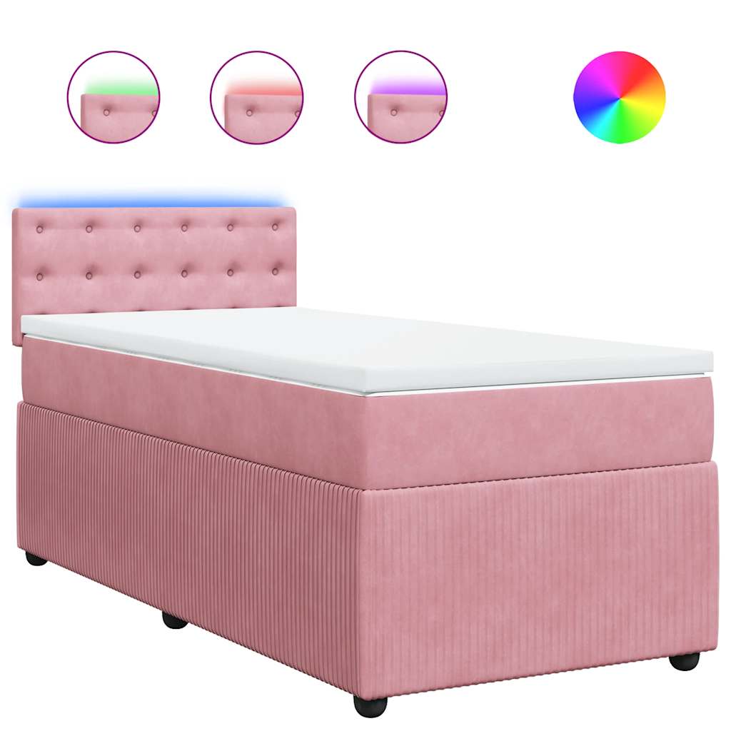 Box spring krevet s madracem ružičasti 90x200 cm baršunasti
