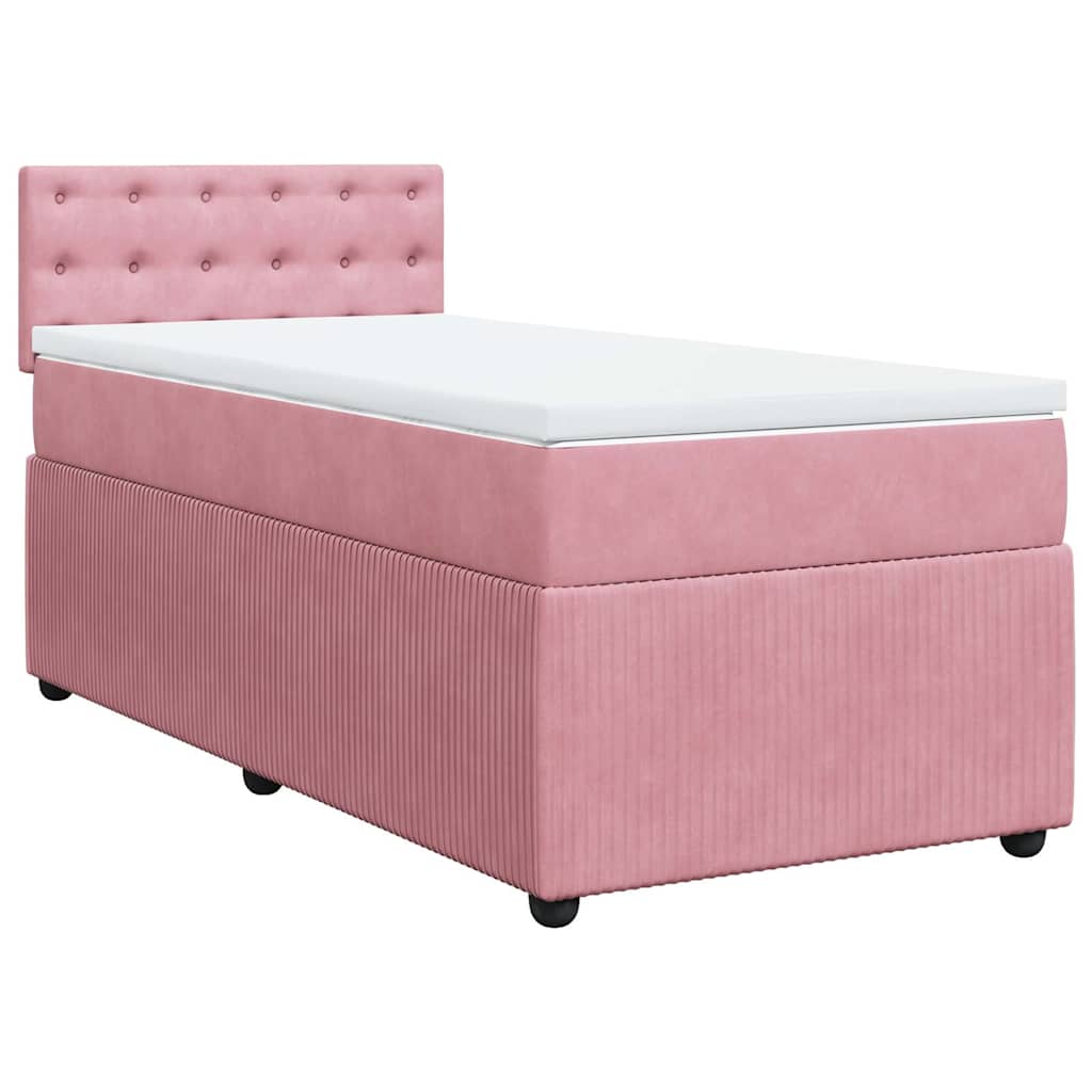 Box spring krevet s madracem ružičasti 90x200 cm baršunasti