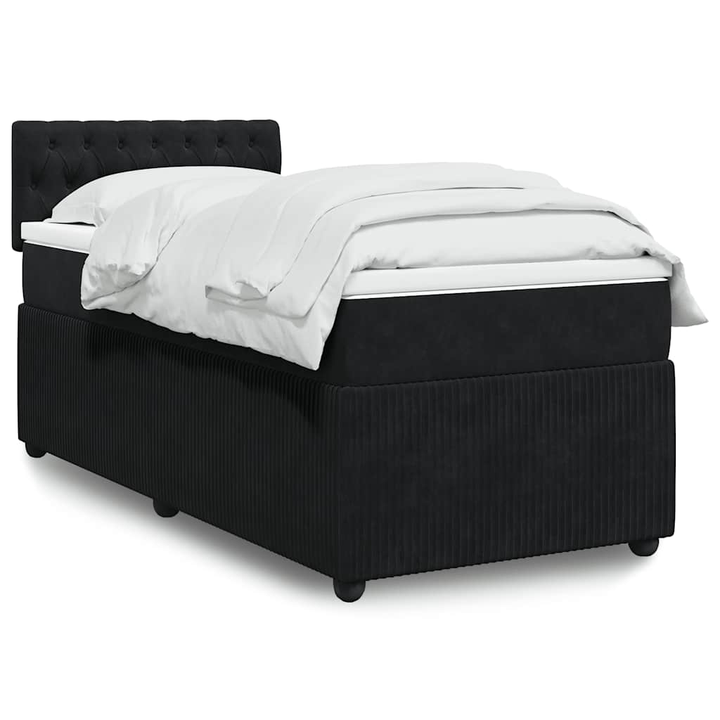 Box spring krevet s madracem crni 90x200 cm baršunasti