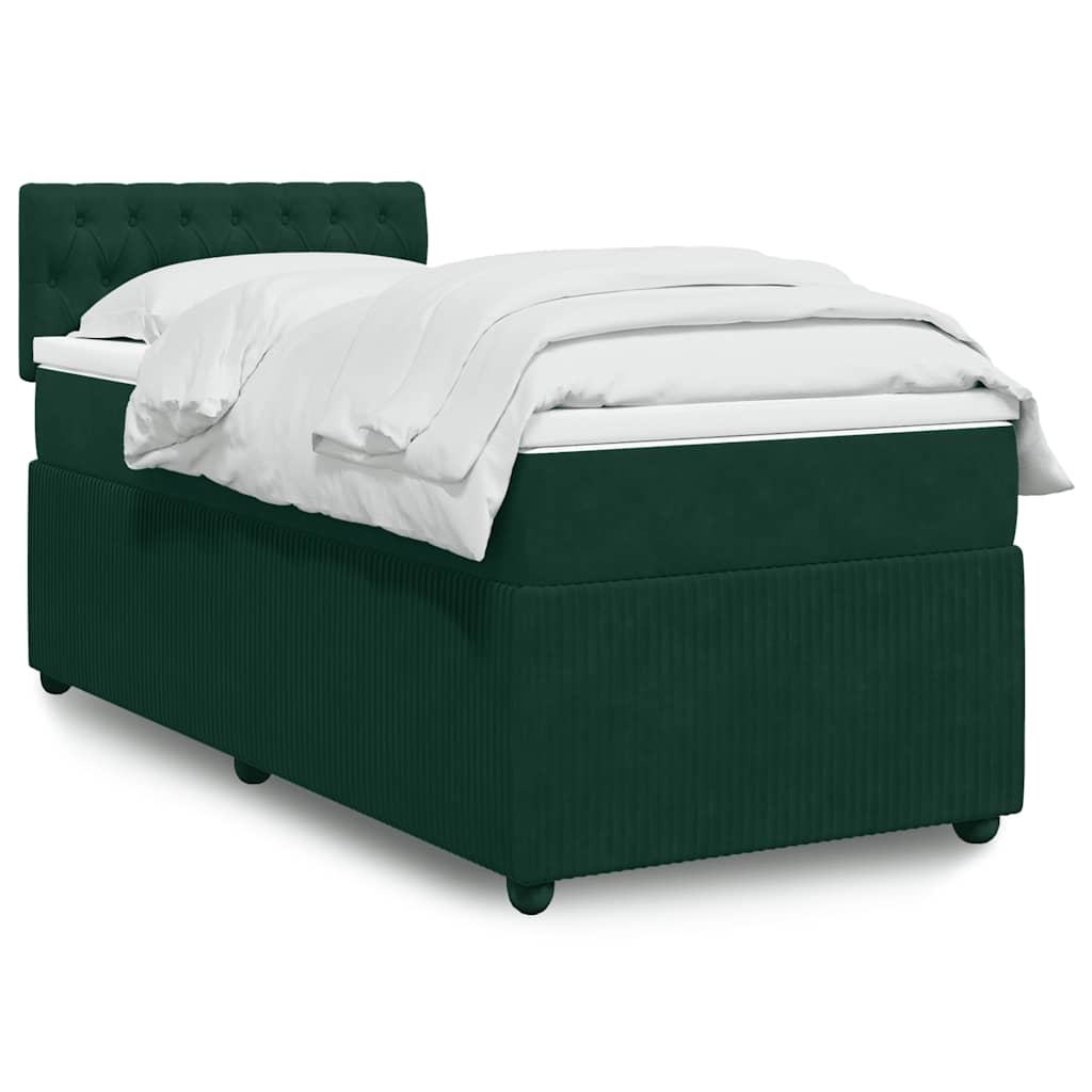 Box spring krevet s madracem tamnozeleni 90x200 cm baršunasti