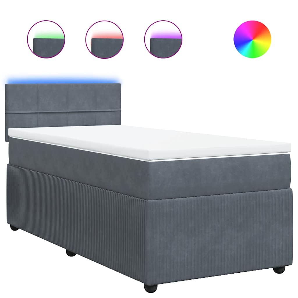 Box spring krevet s madracem tamnosivi 90x200 cm baršunasti
