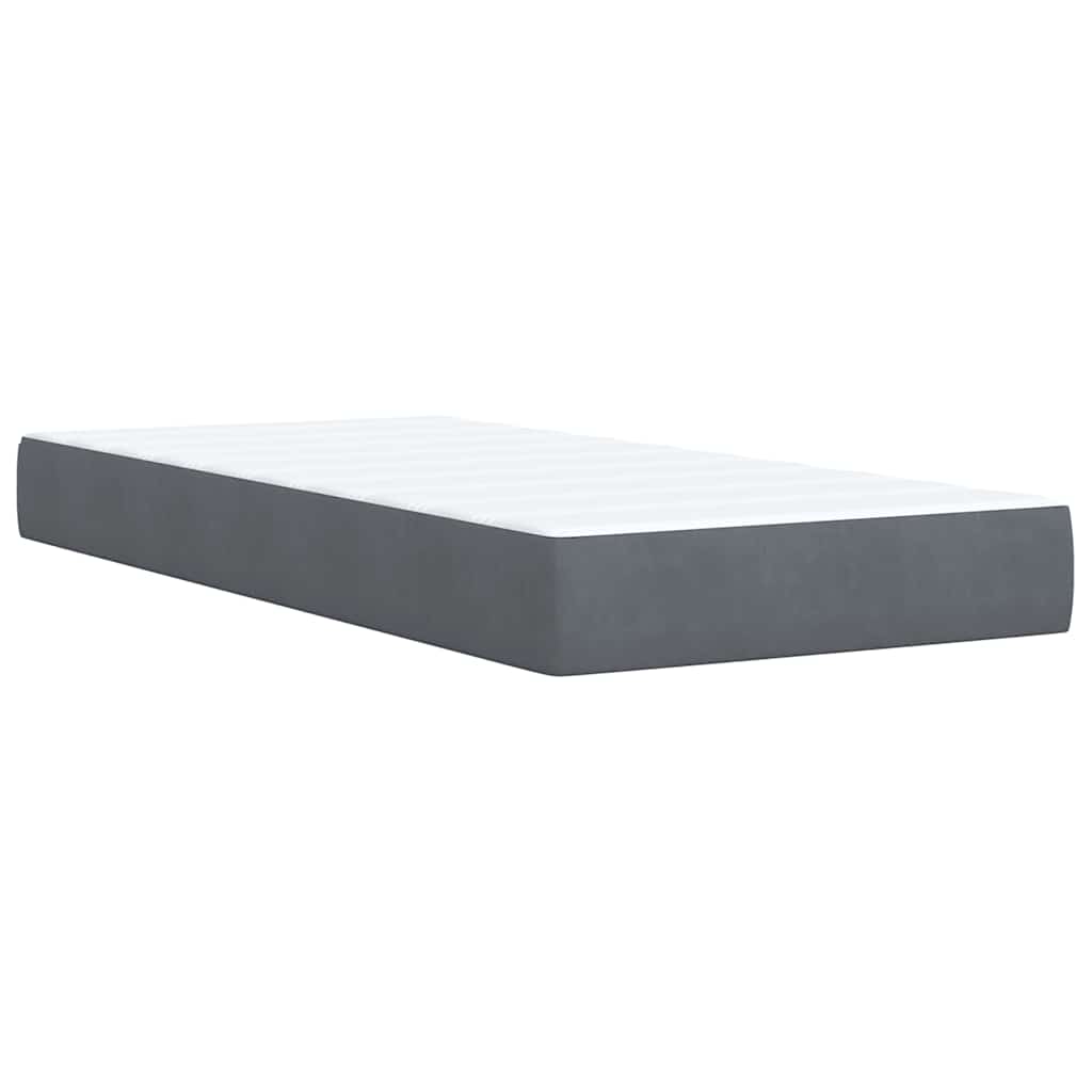 Box spring krevet s madracem tamnosivi 90x200 cm baršunasti