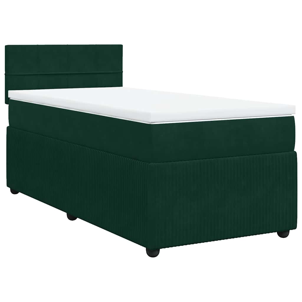 Box spring krevet s madracem tamnozeleni 90x200 cm baršunasti