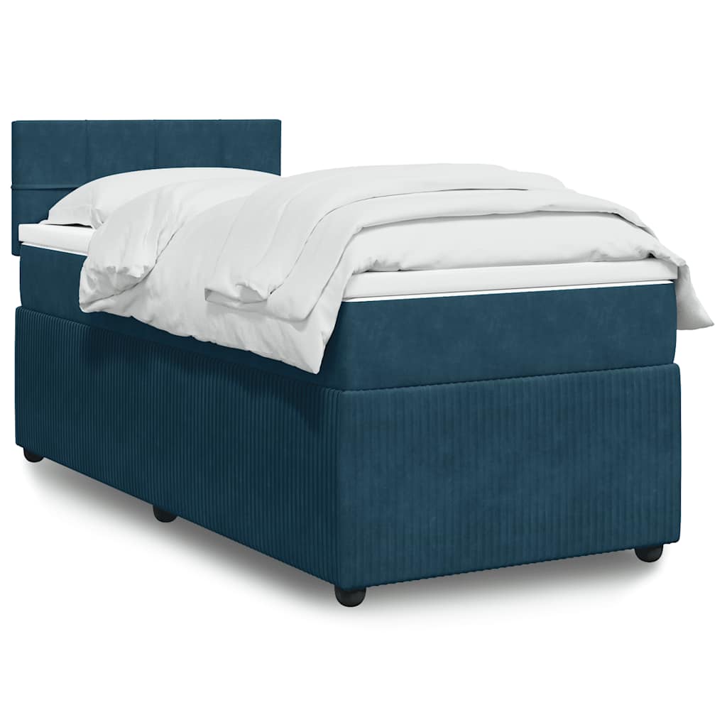 Box spring krevet s madracem plavi 90x200 cm baršunasti