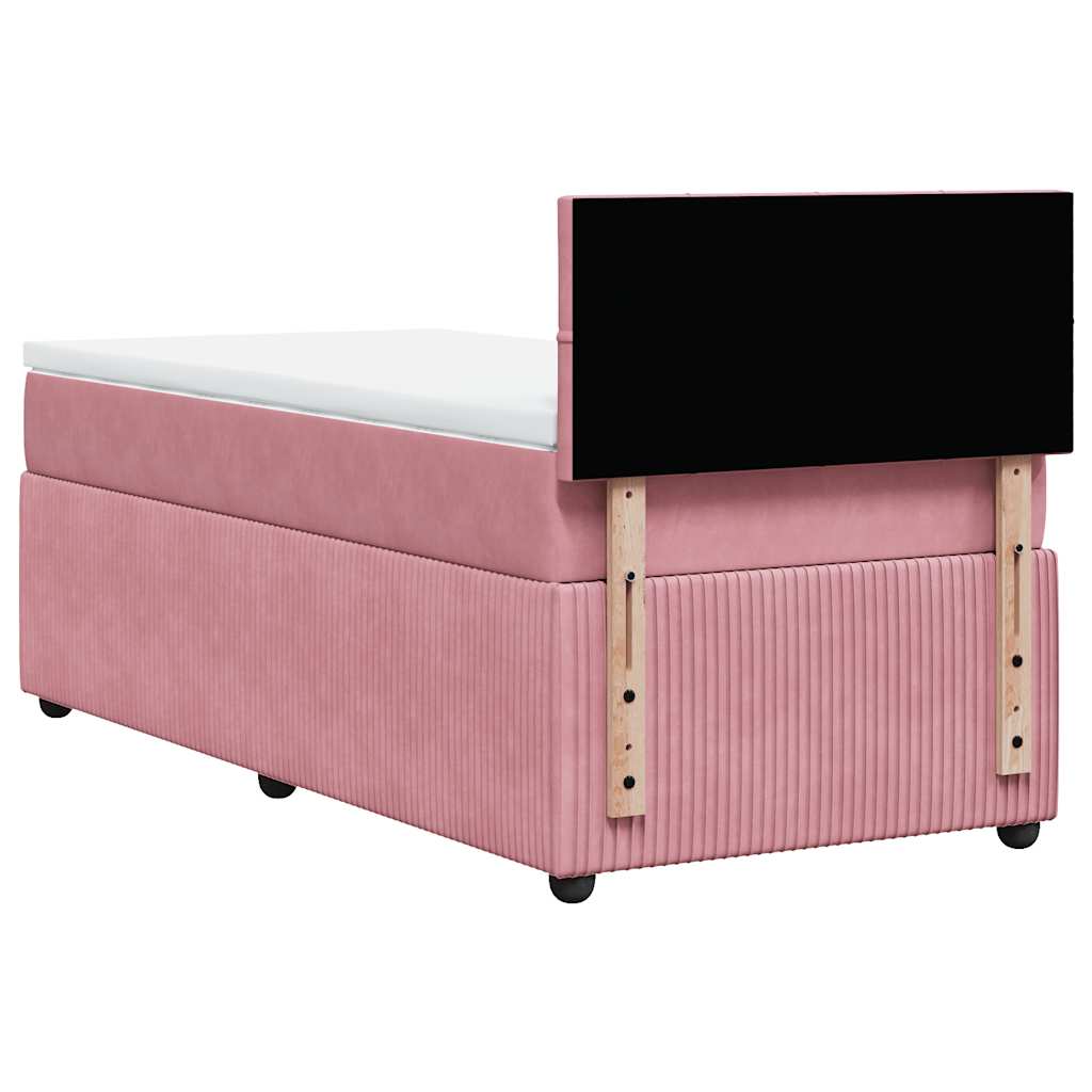 Box spring krevet s madracem ružičasti 90x200 cm baršunasti