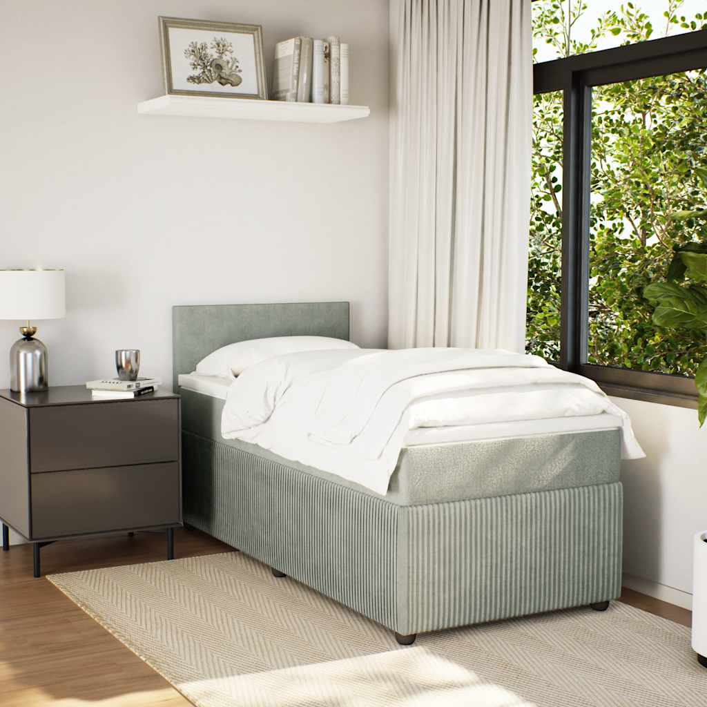 Box spring krevet s madracem svjetlosivi 100x200 cm baršunasti
