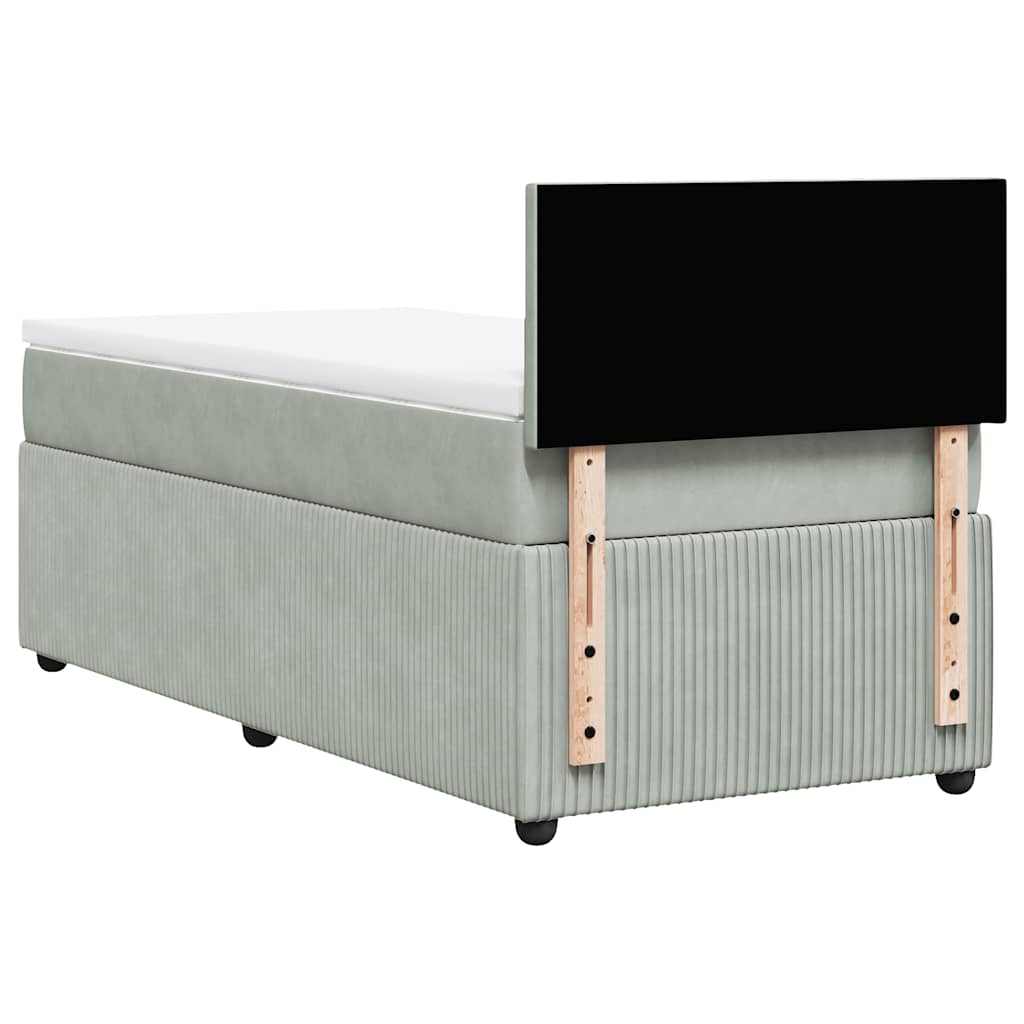 Box spring krevet s madracem svjetlosivi 100x200 cm baršunasti