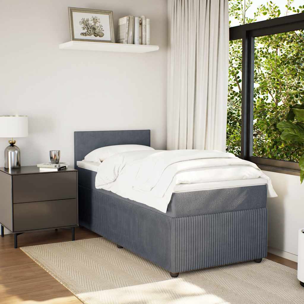 Box spring krevet s madracem tamnosivi 100x200 cm baršunasti