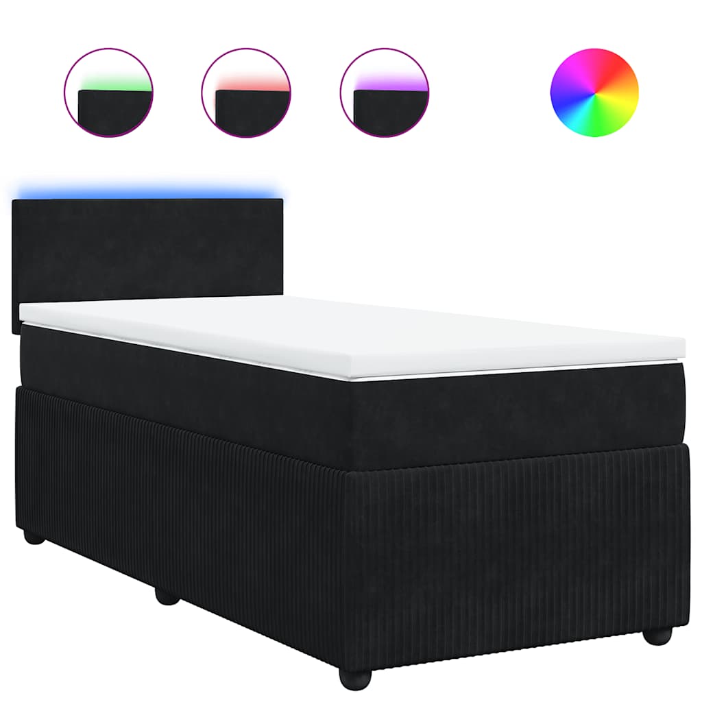 Box spring krevet s madracem crni 100x200 cm baršunasti