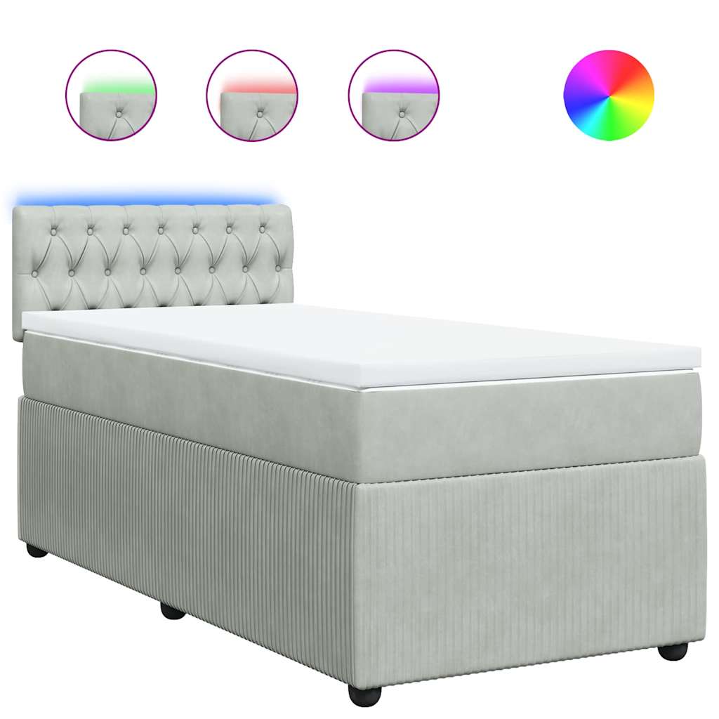 Box spring krevet s madracem svjetlosivi 100x200 cm baršunasti