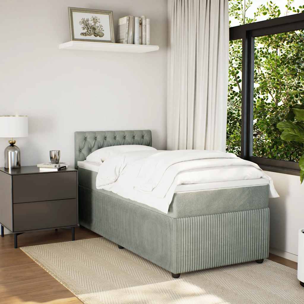 Box spring krevet s madracem svjetlosivi 100x200 cm baršunasti