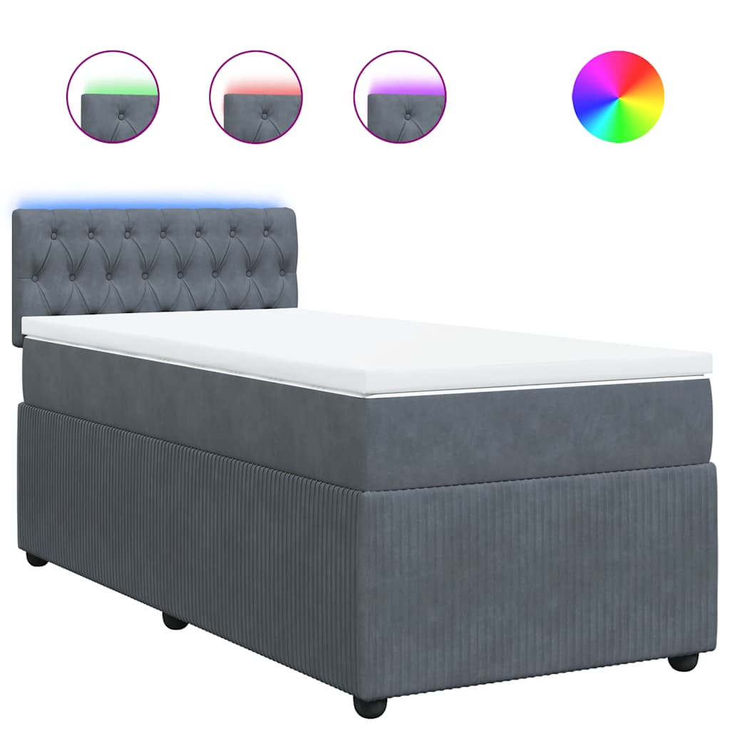Box spring krevet s madracem tamnosivi 100x200 cm baršunasti