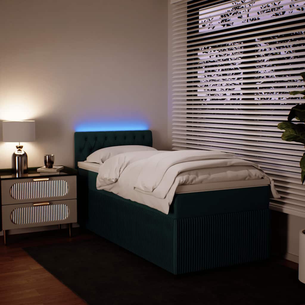 Box spring krevet s madracem tamnozeleni 100x200 cm baršunasti