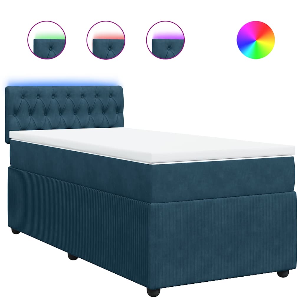 Box spring krevet s madracem plavi 100x200 cm baršunasti
