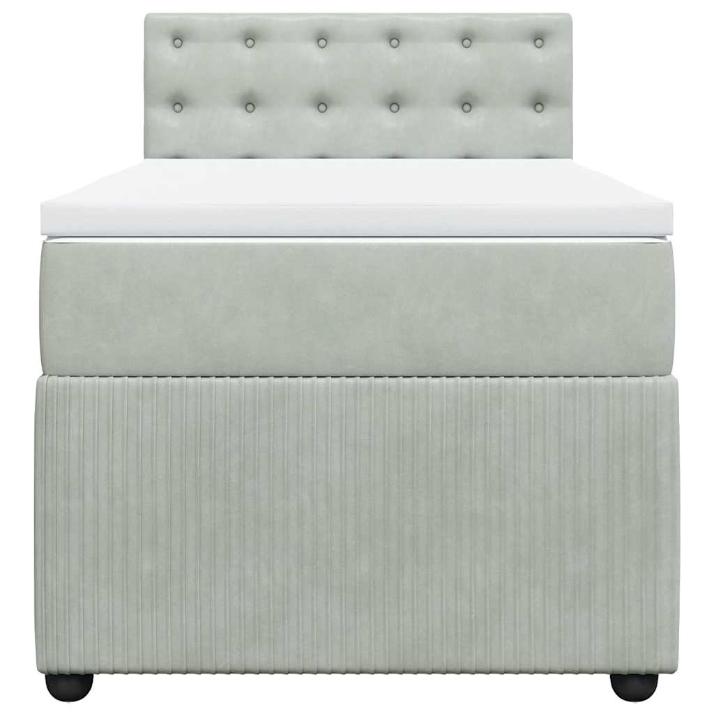 Box spring krevet s madracem svjetlosivi 100x200 cm baršunasti