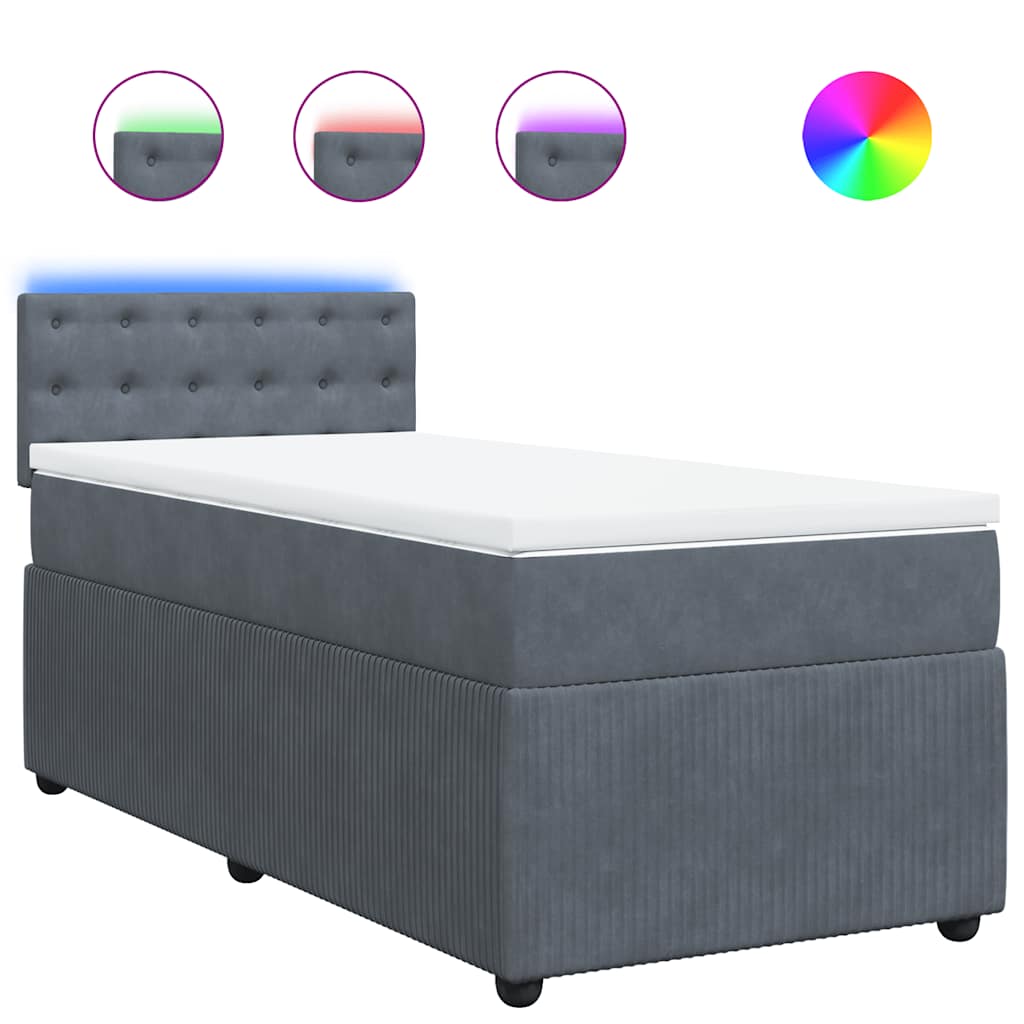 Box spring krevet s madracem tamnosivi 100x200 cm baršunasti