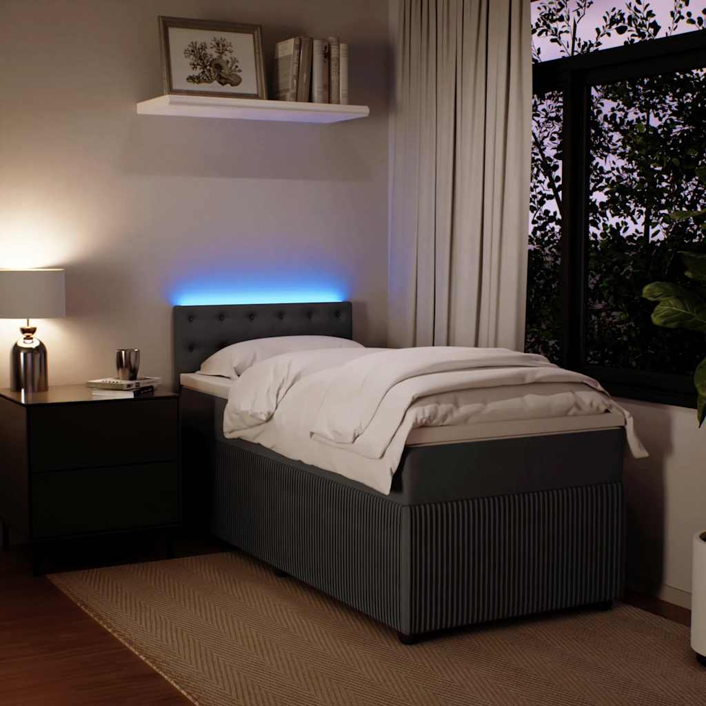 Box spring krevet s madracem tamnosivi 100x200 cm baršunasti