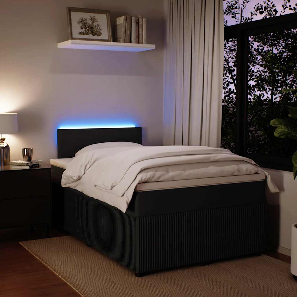 Krevet box spring s madracem crni 120 x 190 cm baršunasti