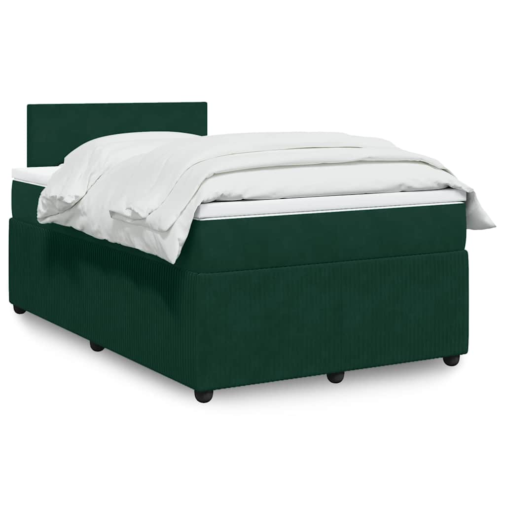Krevet box spring s madracem tamnozeleni 120x190 cm baršunasti