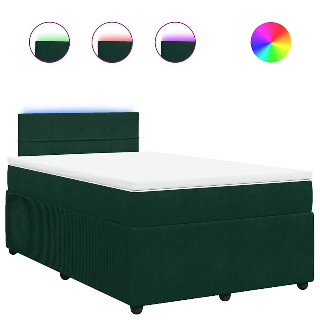 Krevet box spring s madracem tamnozeleni 120x190 cm baršunasti