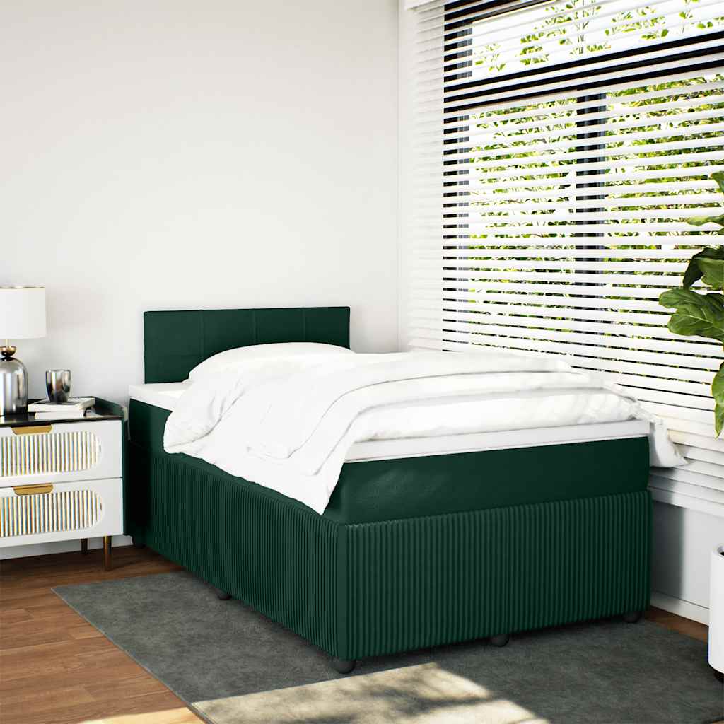 Krevet box spring s madracem tamnozeleni 120x190 cm baršunasti