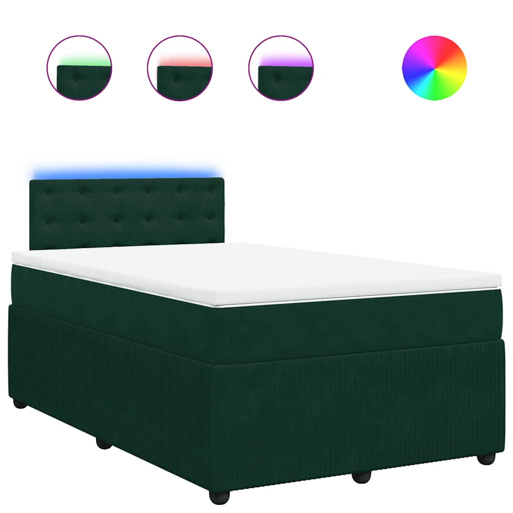 Krevet box spring s madracem tamnozeleni 120x190 cm baršunasti