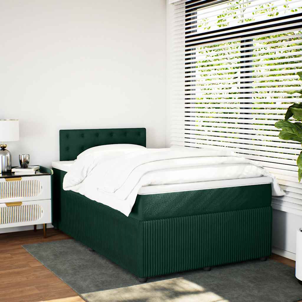 Krevet box spring s madracem tamnozeleni 120x190 cm baršunasti