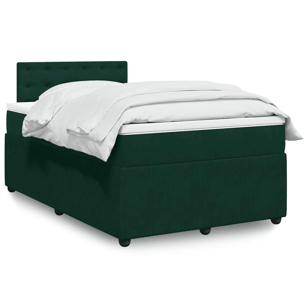 Krevet box spring s madracem tamnozeleni 120x190 cm baršunasti