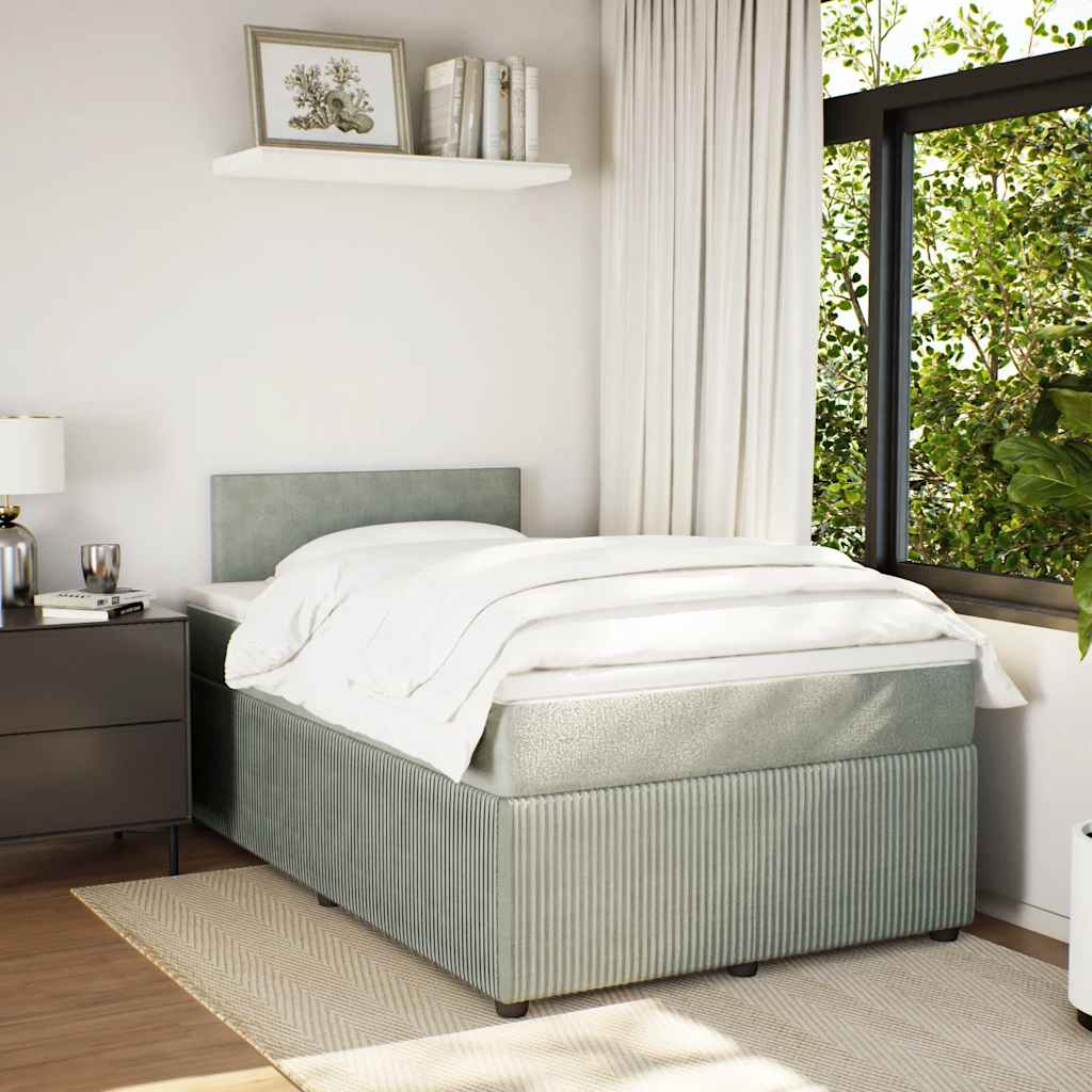 Box spring krevet s madracem svjetlosivi 120x200 cm baršunasti