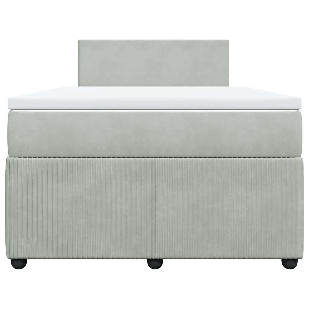 Box spring krevet s madracem svjetlosivi 120x200 cm baršunasti
