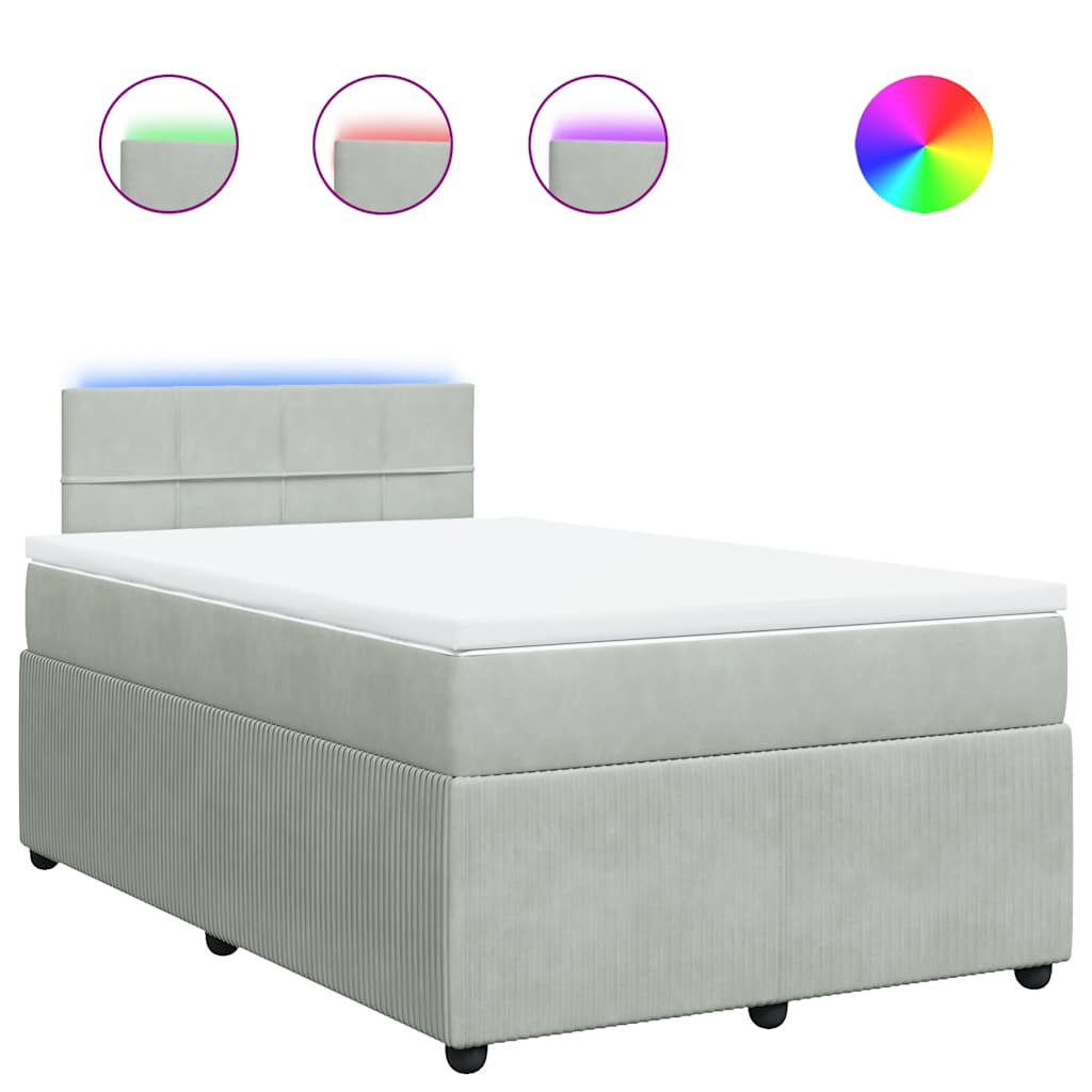 Box spring krevet s madracem svjetlosivi 120x200 cm baršunasti