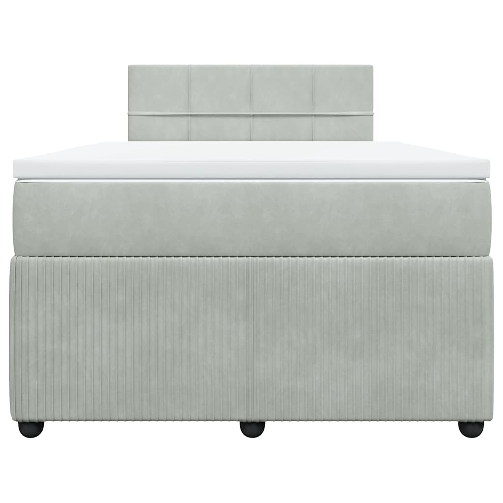 Box spring krevet s madracem svjetlosivi 120x200 cm baršunasti