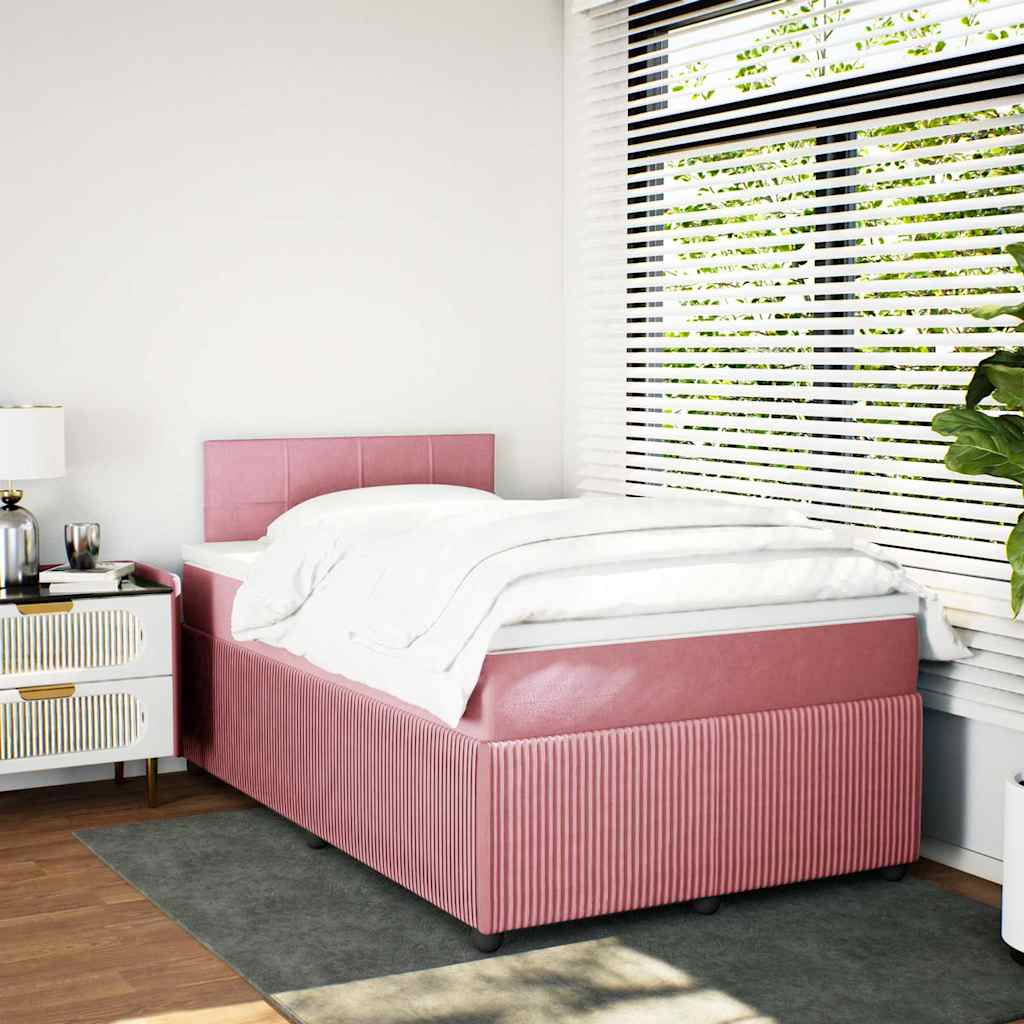 Box spring krevet s madracem ružičasti 120 x 200 cm baršunasti