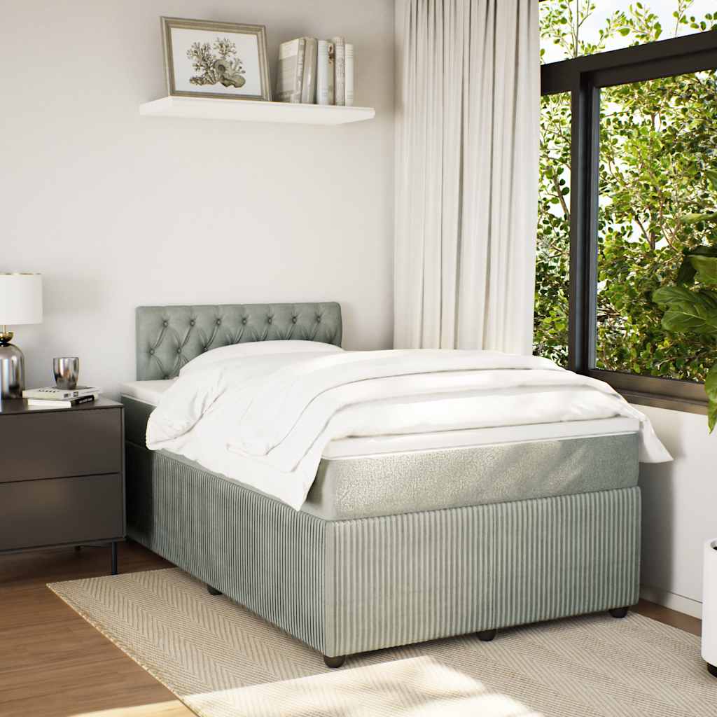 Box spring krevet s madracem svjetlosivi 120x200 cm baršunasti