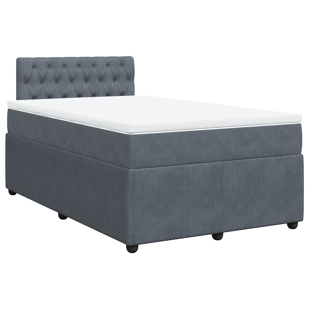 Box spring krevet s madracem tamnosivi 120 x 200 cm baršunasti
