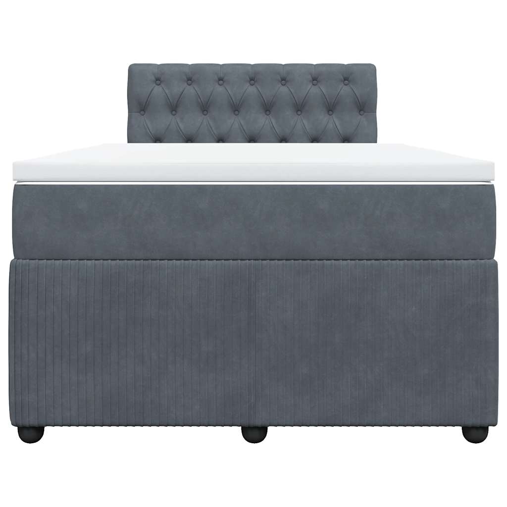 Box spring krevet s madracem tamnosivi 120 x 200 cm baršunasti