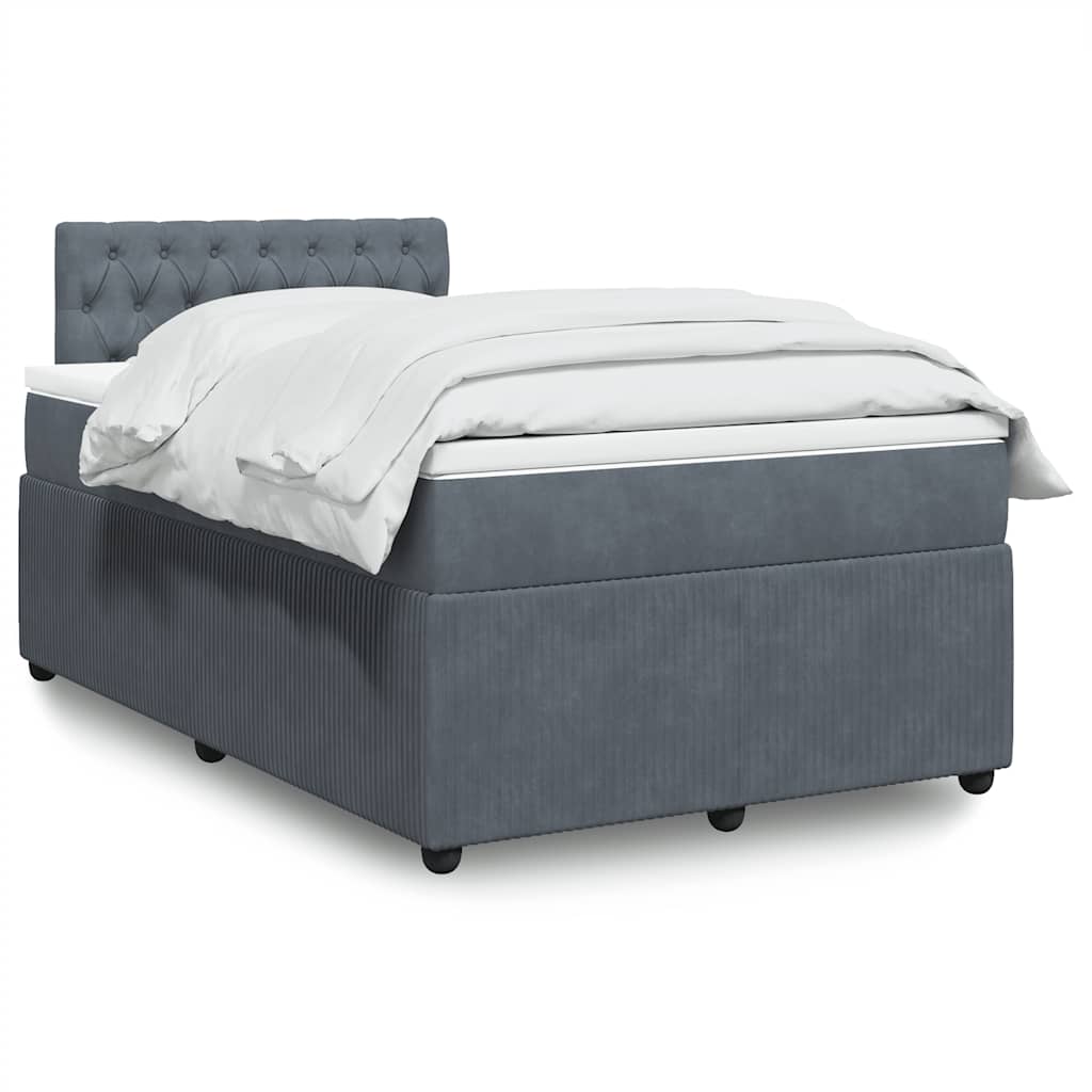Box spring krevet s madracem tamnosivi 120 x 200 cm baršunasti