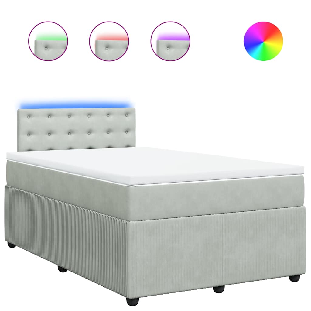 Box spring krevet s madracem svjetlosivi 120x200 cm baršunasti