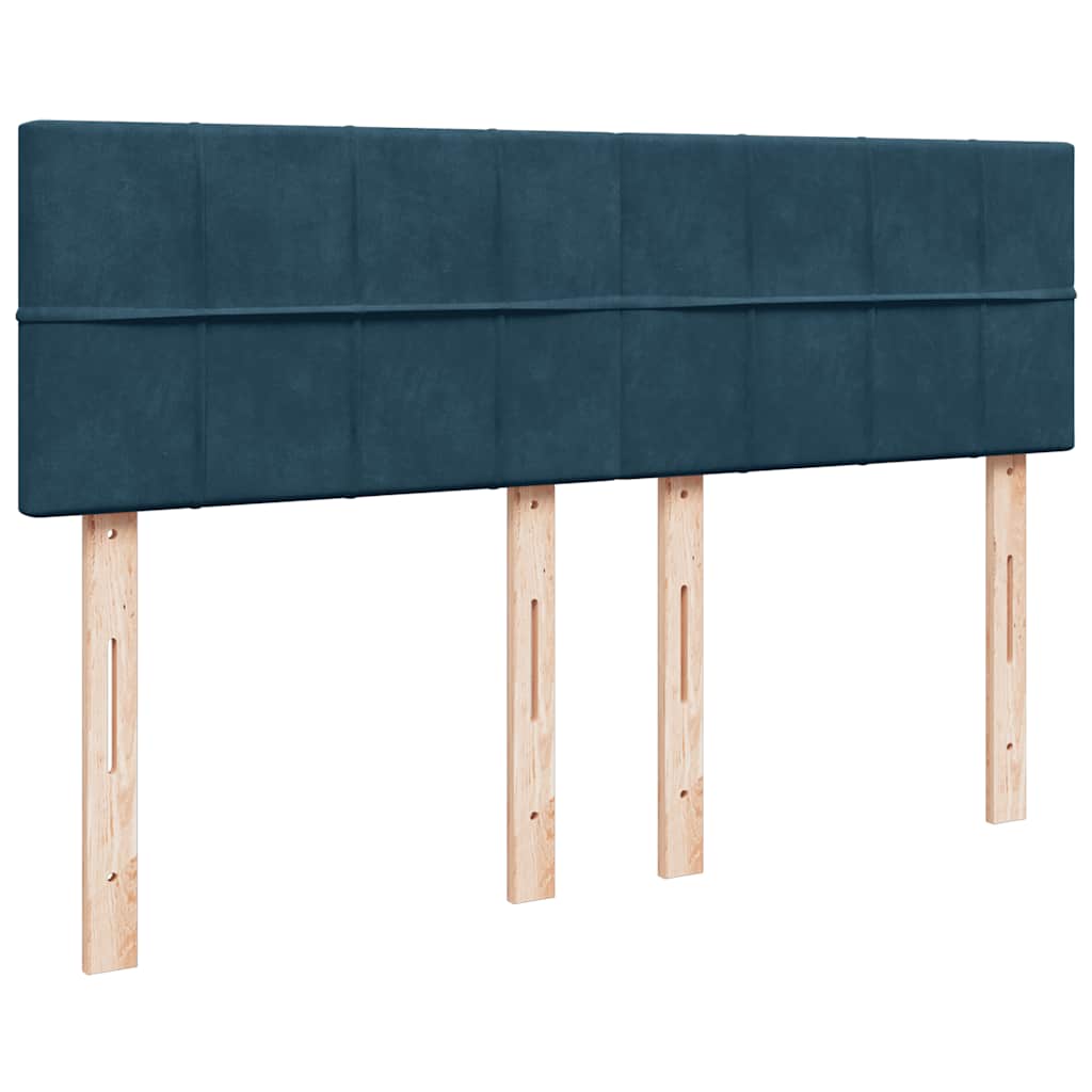 Krevet s oprugama i madracem plavi 140x190 cm baršunasti