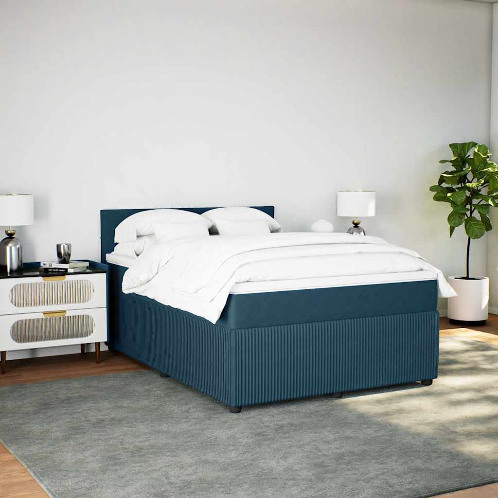 Krevet box spring s madracem plavi 160 x 200 cm baršunasti