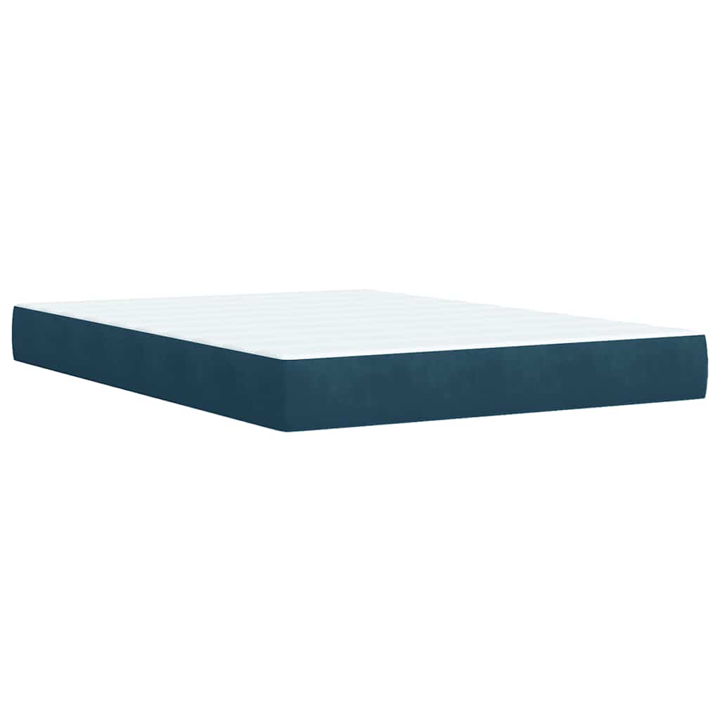 Krevet box spring s madracem plavi 160 x 200 cm baršunasti
